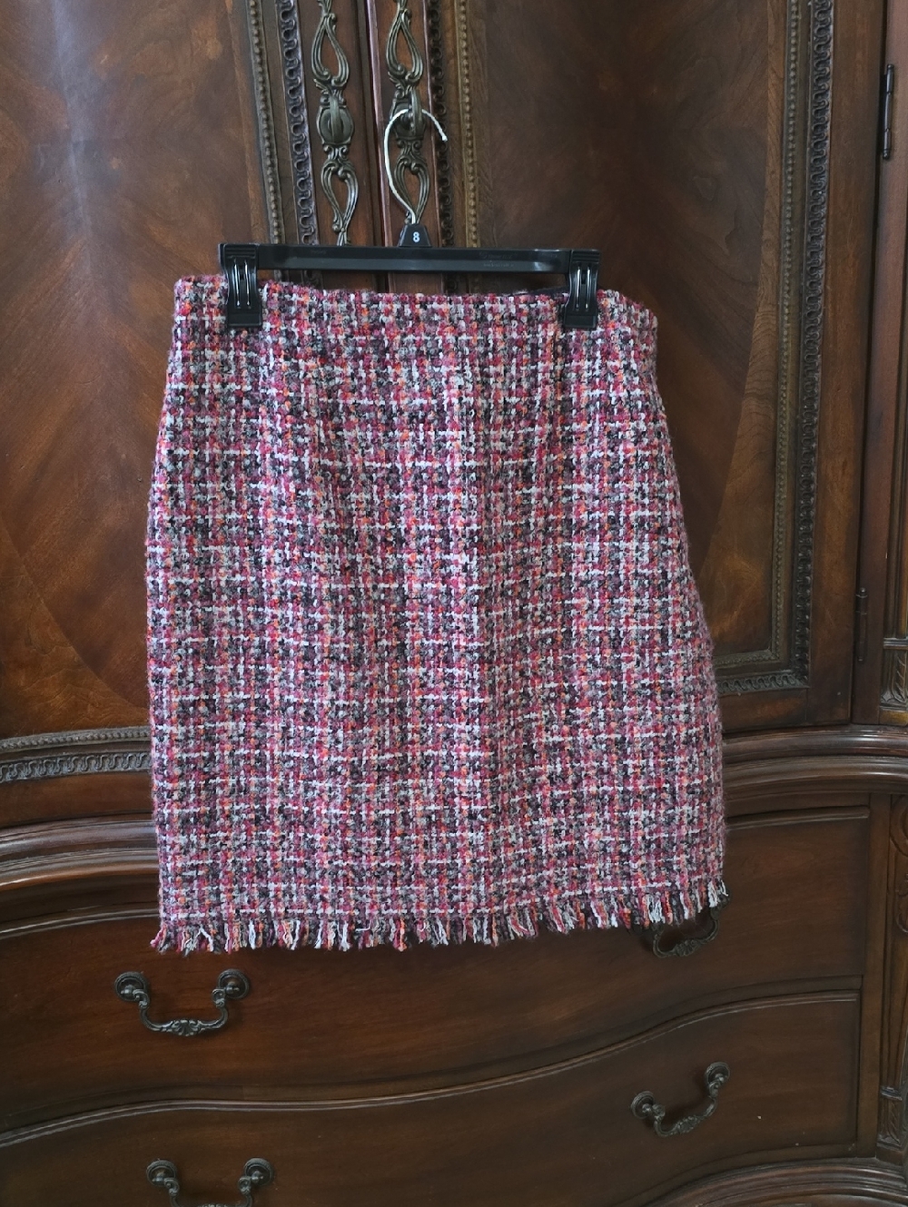 Talbots tweed knit skirt with fringed hem size 10
